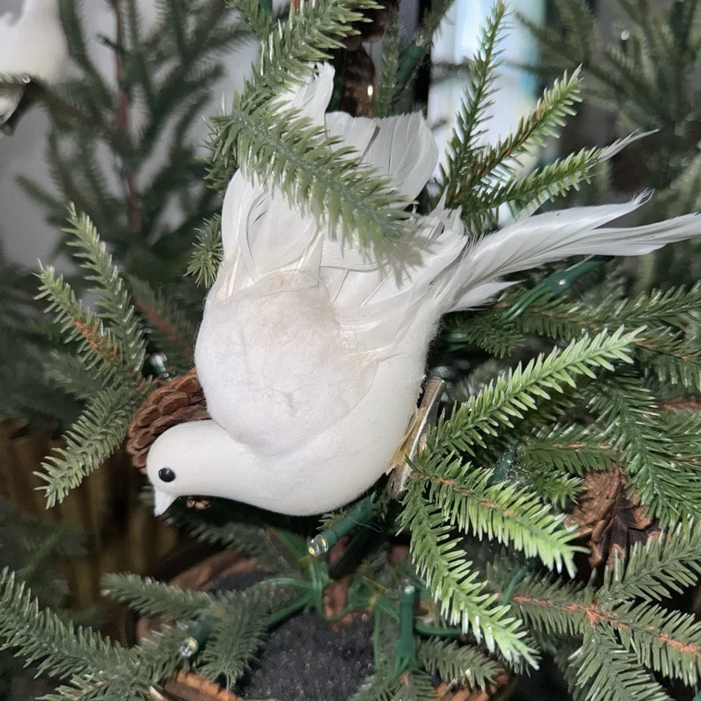 Lot 3 Vintage front Pottery Barn Doves Birds Feathered Christmas